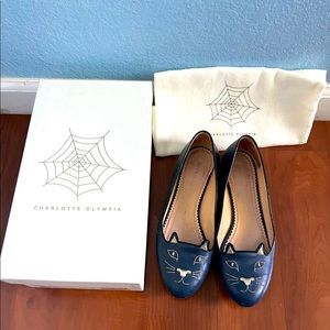 Charlotte Olympia Kitty Leather Flat